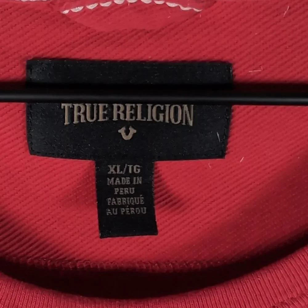 True Religion Ruby Red Elongated Muscle Tee XL Y2K Minimalist Streetwear